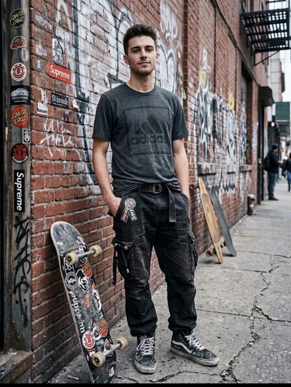 Men’s Adidas Charcoal Gray Logo Graphic Tee | Skate & Streetwear Style